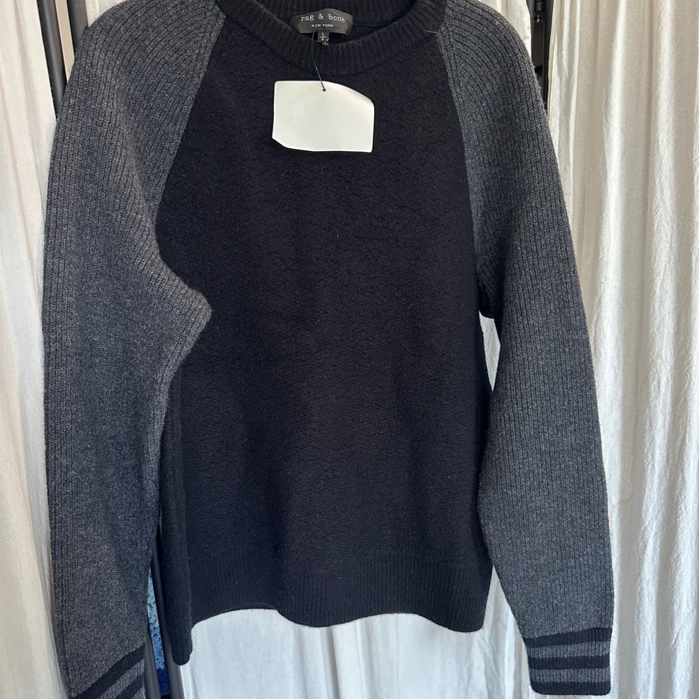 Rag & Bone Large Merino Wool Sweater Raglan Ribbed